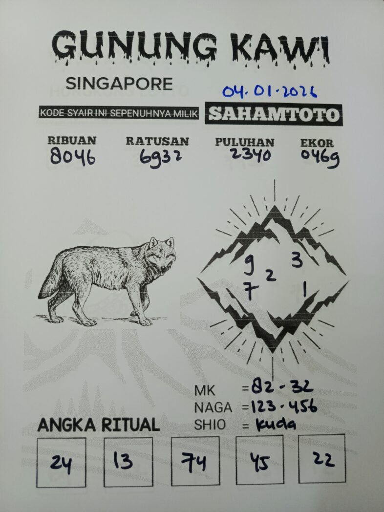 Syair Gunung Kawi SINGAPORE Pools Hari ini Minggu, 04 Januari 2026