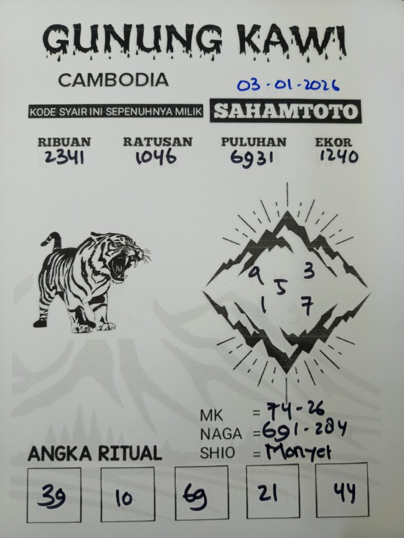 Syair Gunung Kawi CAMBODIA Pools Hari ini Sabtu, 03 Januari 2026