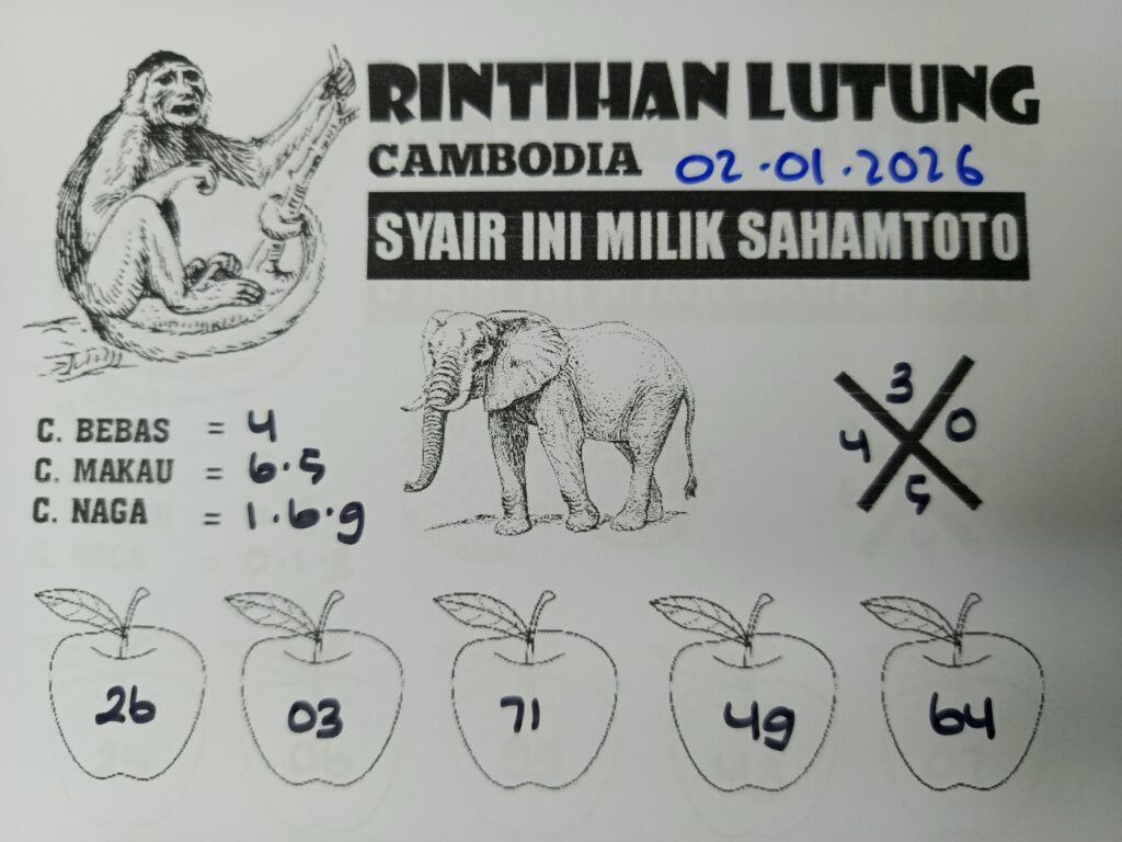 Syair Rintihan Lutung Cambodia Pools Hari ini Jumat 02 Januari 2026