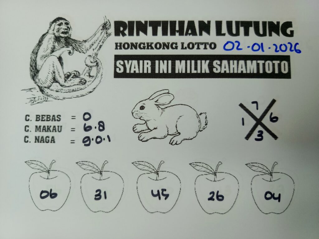Syair Rintihan Lutung Hongkong Lotto Hari ini Jumat 02 Januari 2026