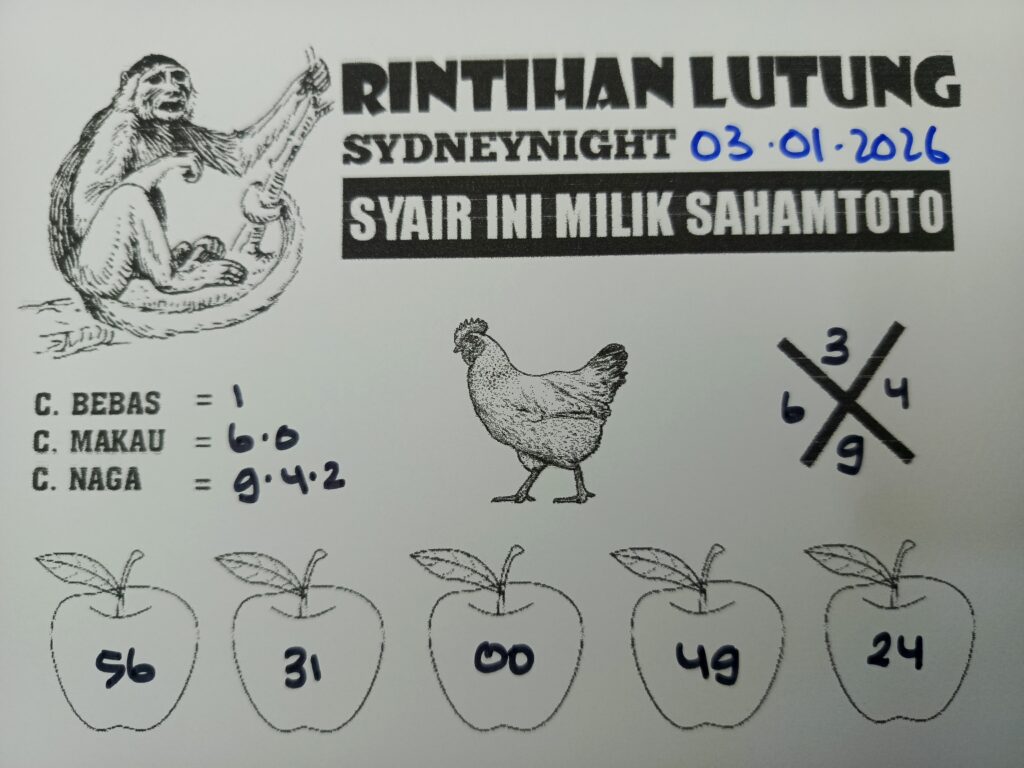 Syair Rintihan Lutung SydneyNight Hari ini Sabtu, 03 Januari 2026