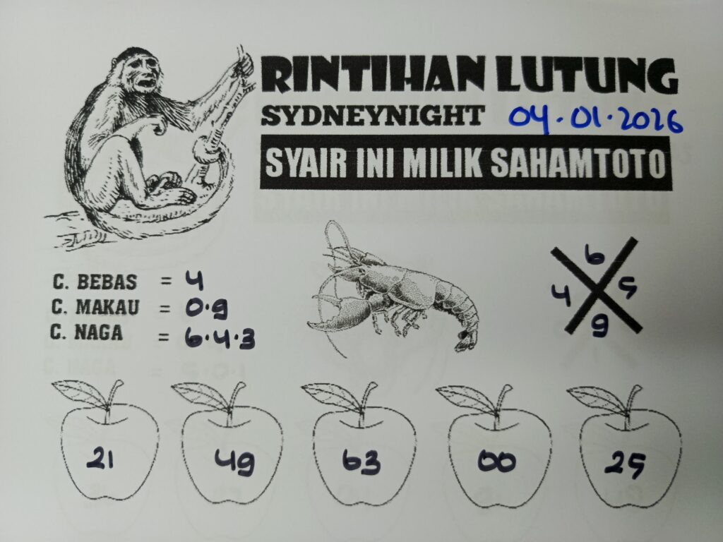 Syair Rintihan Lutung SydneyNight Hari ini Minggu, 04 Januari 2026