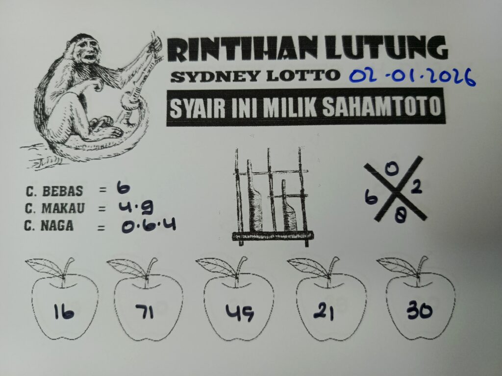 Syair Rintihan Lutung Sydney Lotto Hari ini Jumat 02 Januari 2026