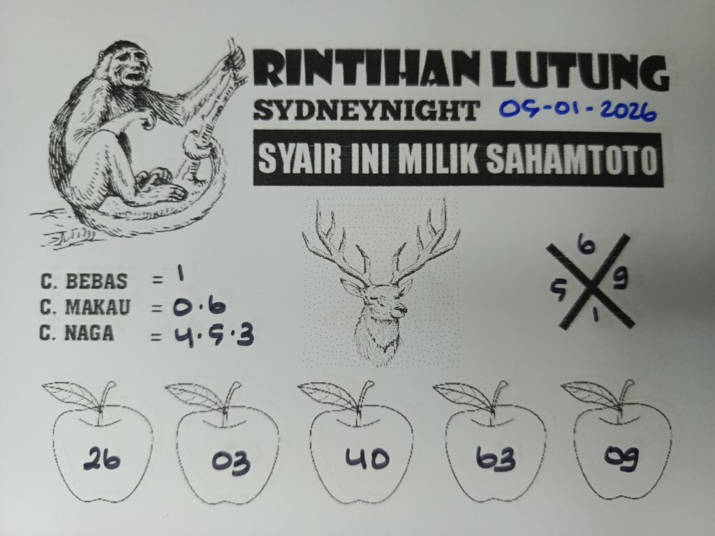 Syair Rintihan Lutung SydneyNight Hari ini Senin, 05 Januari 2026