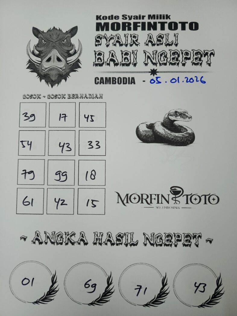 SYAIR TOGEL BABI NGEPET CAMBODIA 05 JANUARI 2026