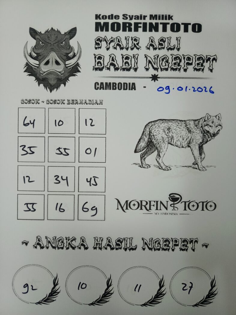 SYAIR TOGEL BABI NGEPET CAMBODIA 09 JANUARI 2026