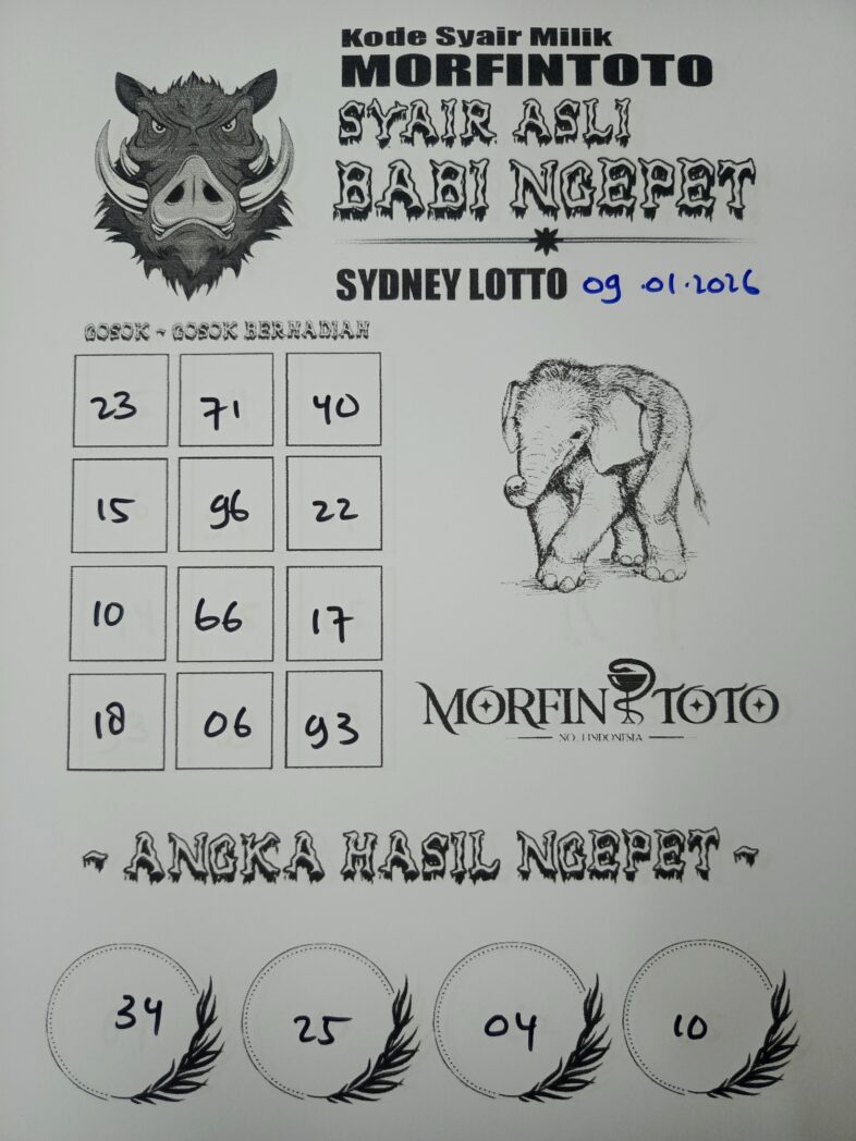 SYAIR TOGEL SUZANA  SYDNEY 09 JANUARI 2026