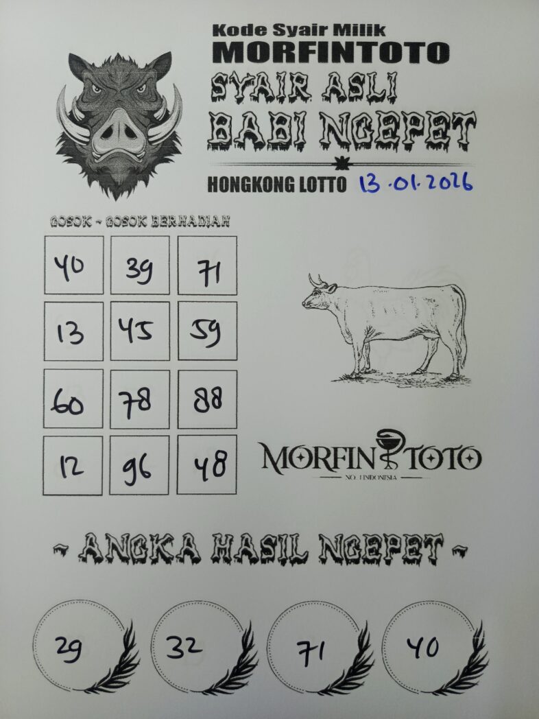 SYAIR TOGEL BABI NGEPET HONGKONG 13 JANUARI 2026