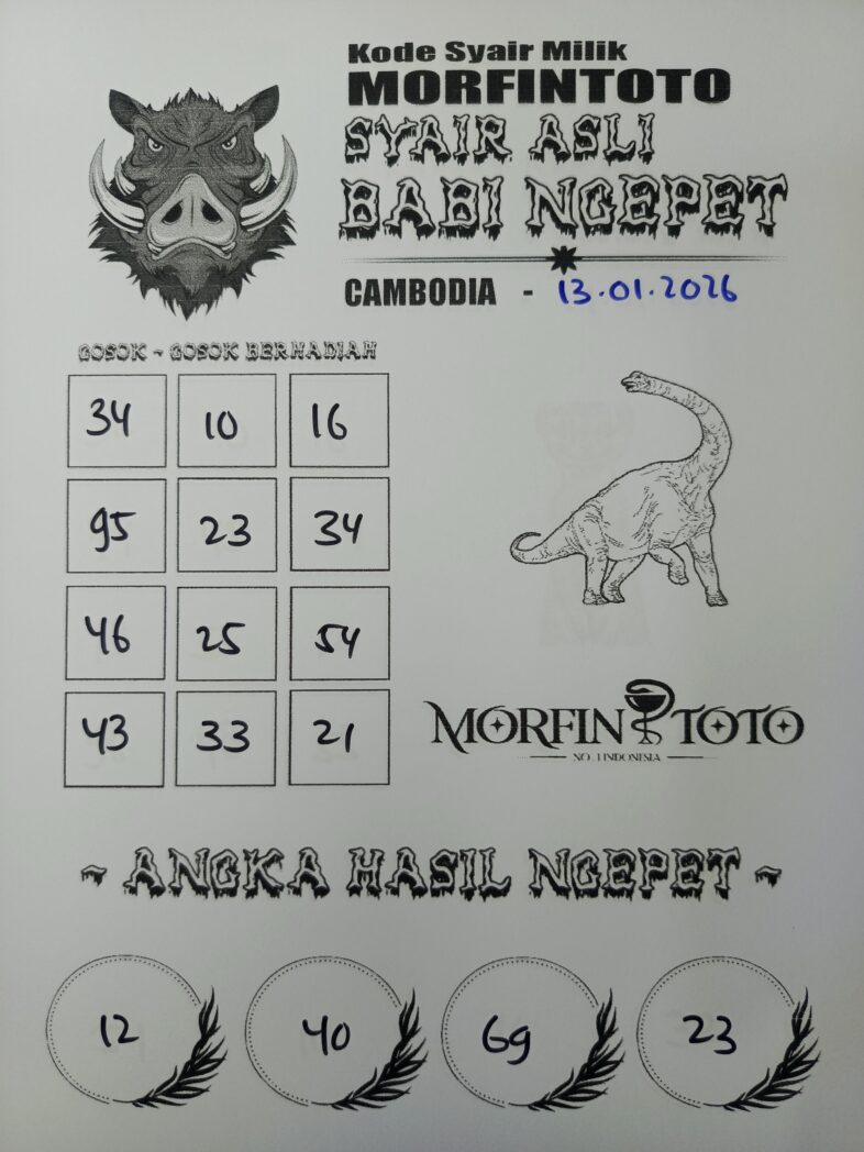 SYAIR TOGEL BABI NGEPET CAMBODIA 13 JANUARI 2026