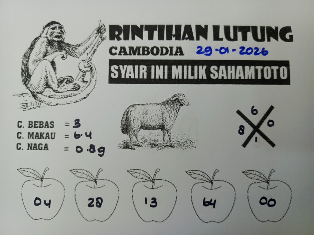 Syair Rintihan Lutung Cambodia Pools Hari ini 29 Januari 2026