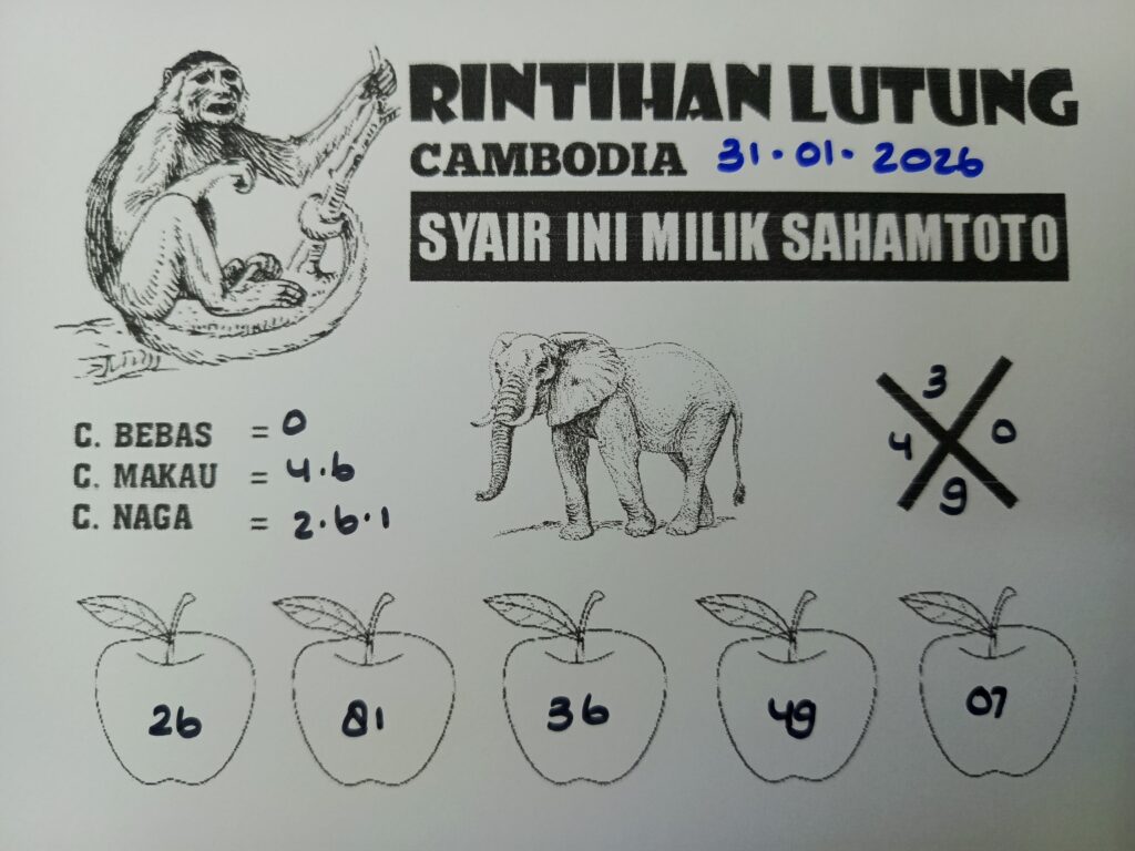 Syair Rintihan Lutung CAMBODIA Pools Hari ini Sabtu, 31 Januari 2026