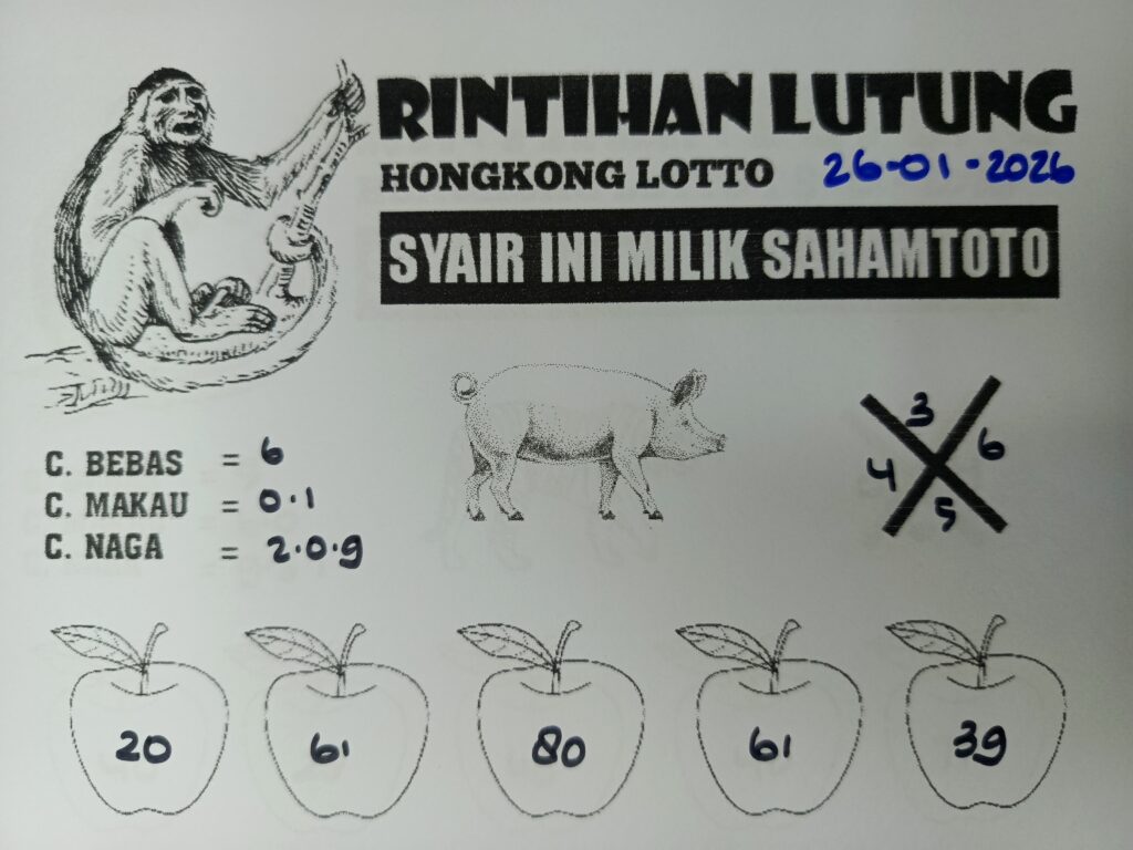 Syair Rintihan Lutung Hongkong lotto Hari ini 26 Januari 2026
