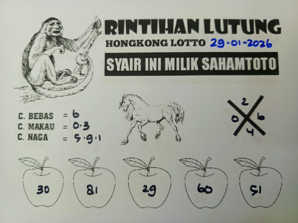 Syair Rintihan Lutung HONGKONG LOTTO Hari ini 29 Januari 2026