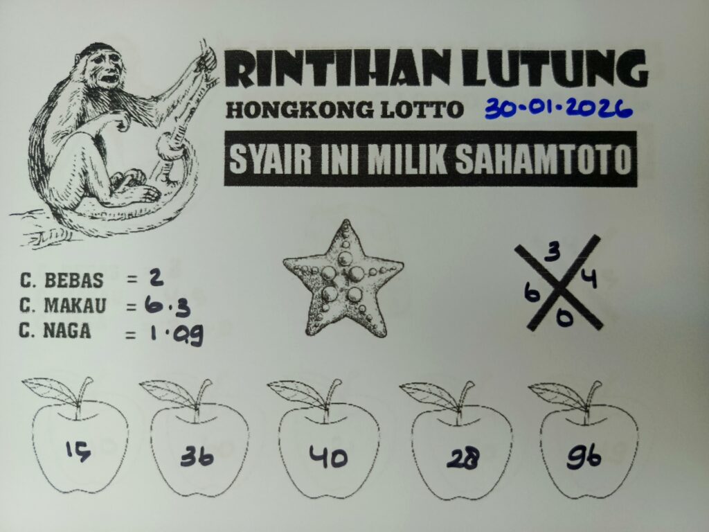 Syair Rintihan Lutung Hongkong Lotto Hari ini Jumat, 30 Januari 2026