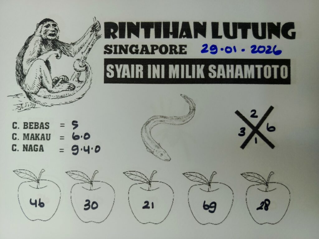 Syair Rintihan Lutung SINGAPORE POOLS Hari ini 29 Januari 2026