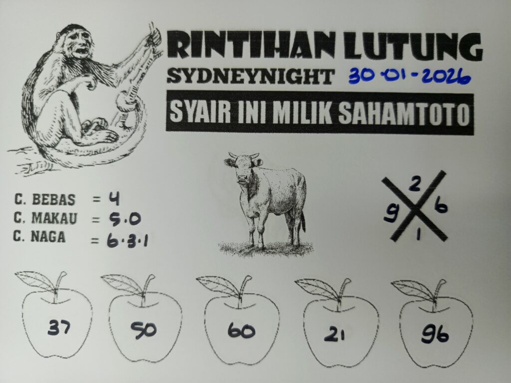 Syair Rintihan Lutung SydneyNight Hari ini Jumat, 30 Januari 2026