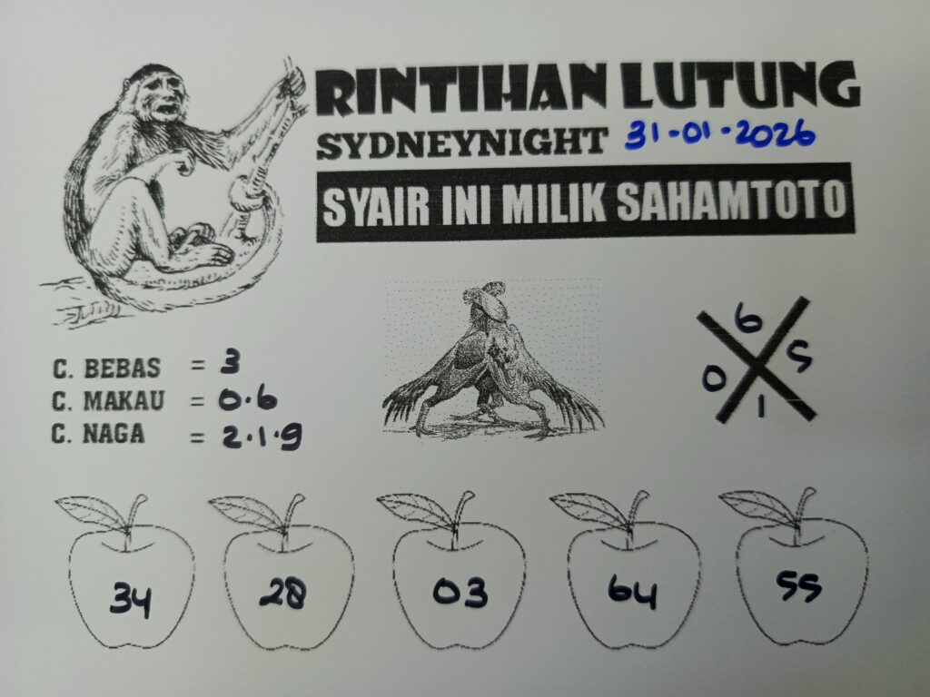 Syair Rintihan Lutung SydneyNight Hari ini Sabtu, 31 Januari 2026