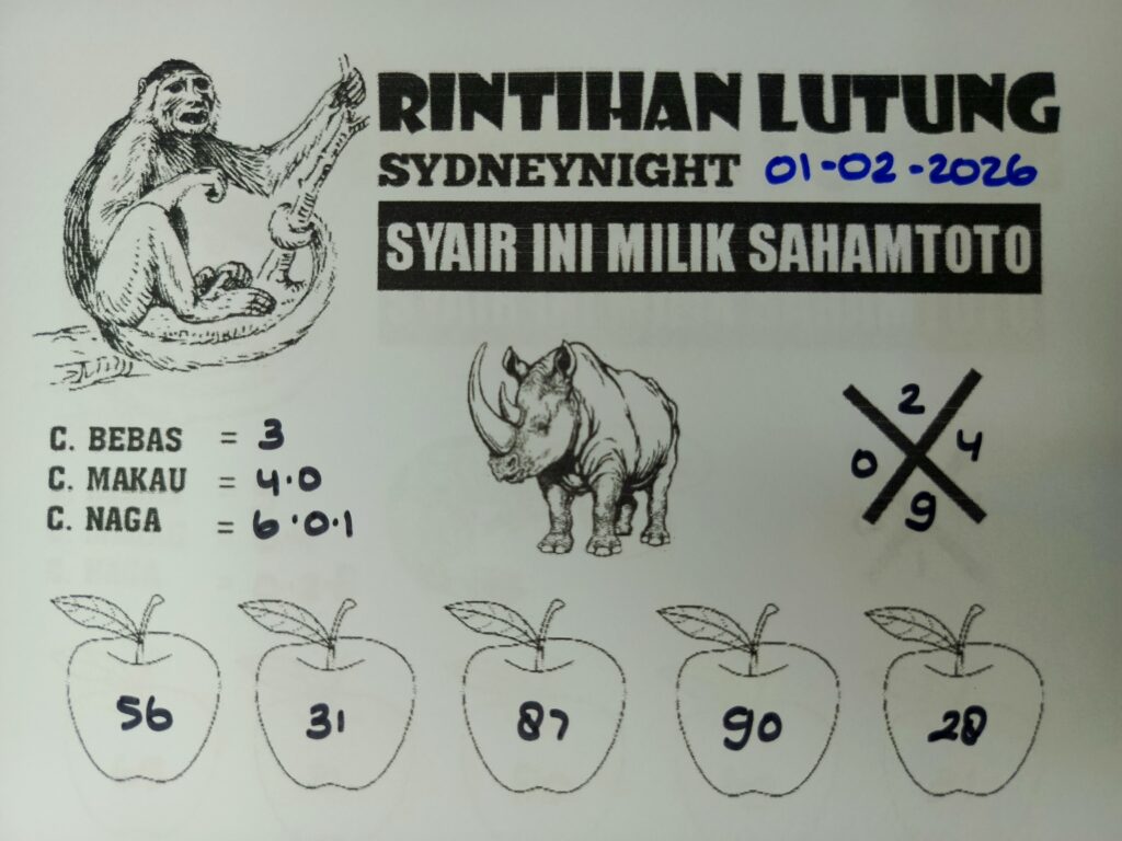 Syair Rintihan Lutung SYDNEY LOTTO Hari ini Sabtu, 31 Januari 2026