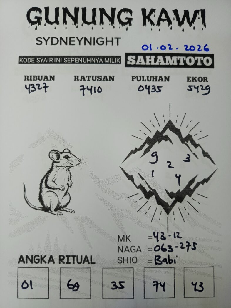 Syair Gunung Kawi SydneyNight Hari ini Minggu, 01 Februari 2026