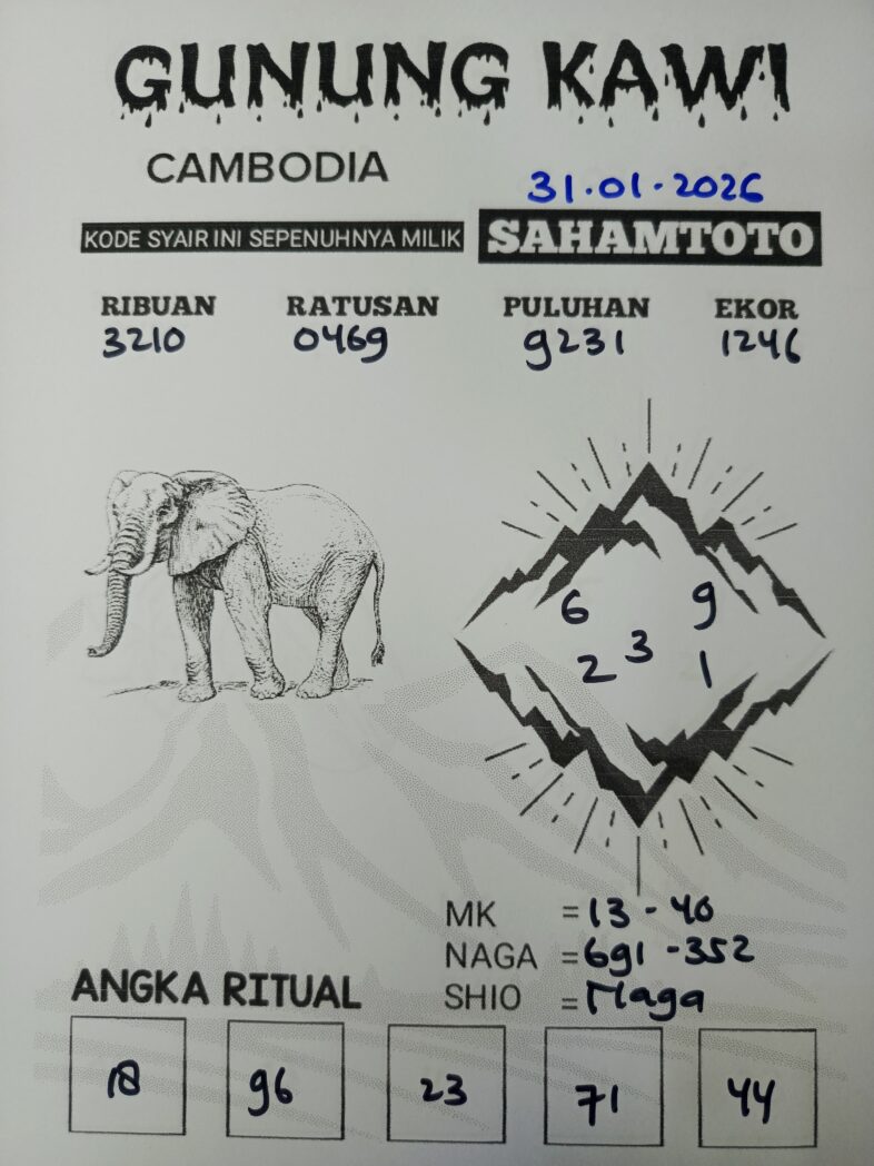 Syair Gunung Kawi CAMBODIA Pools Hari ini Sabtu, 31 Januari 2026