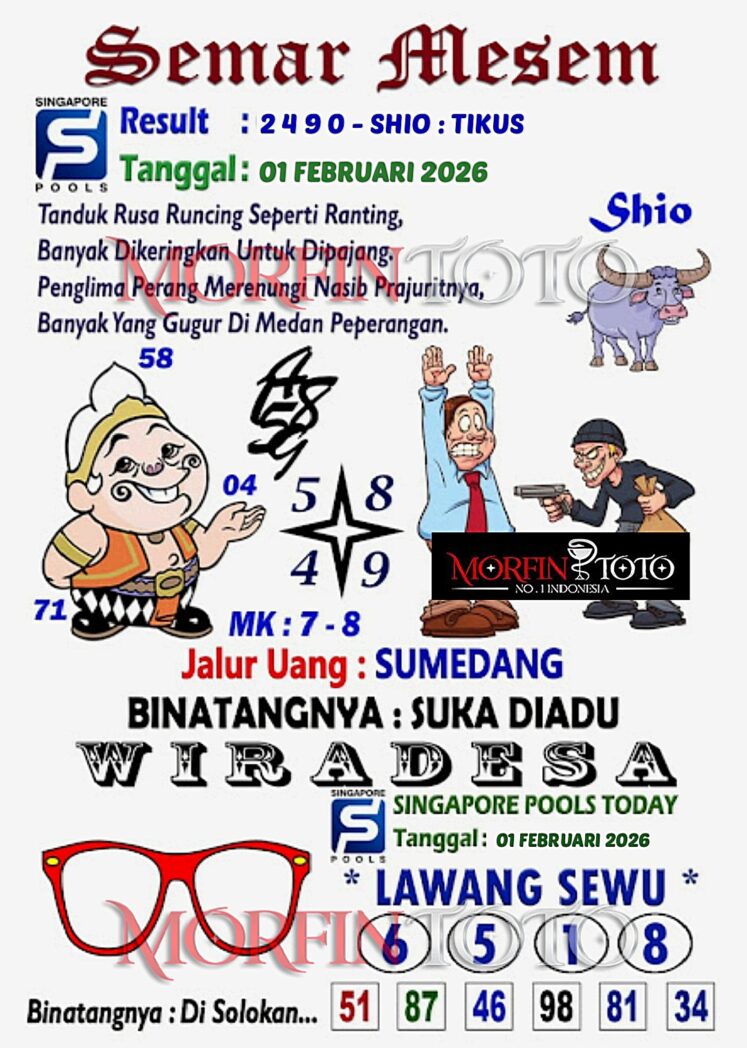 SYAIR TOGEL SEMAR MESEM SINGAPORE POOLS 01 FEBRUARI 2026