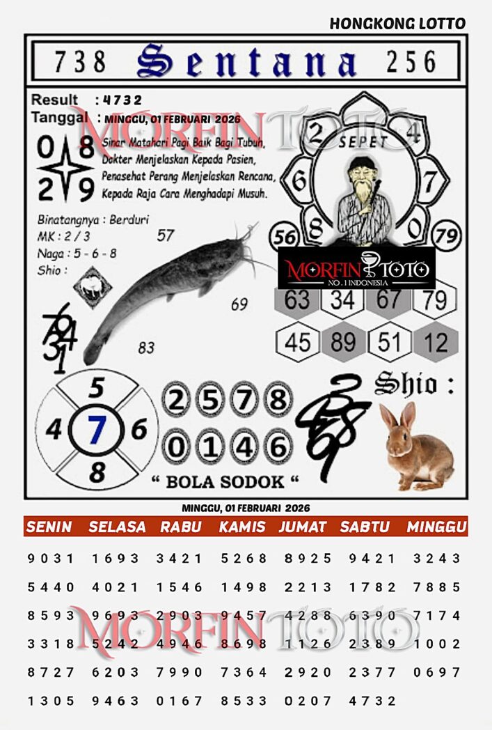 SYAIR TOGEL SENTANA  HONGKONG LOTTO 01 FEBRUARI 2026