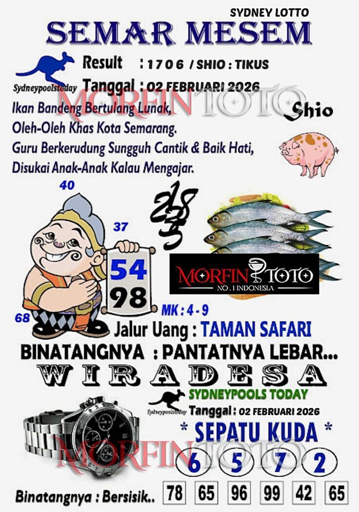 SYAIR TOGEL SEMAR MESEM SYDNEY LOTTO 02 FEBRUARI 2026