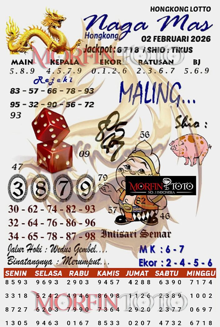 SYAIR TOGEL NAGA MAS HONGKONG LOTTO 02 FEBRUARI 2026