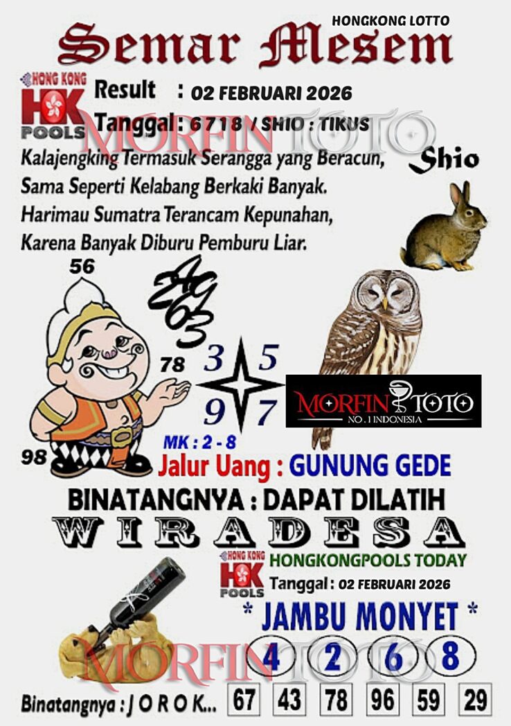 SYAIR TOGEL SEMAR MESEM HONGKONG LOTTO 02 FEBRUARI 2026