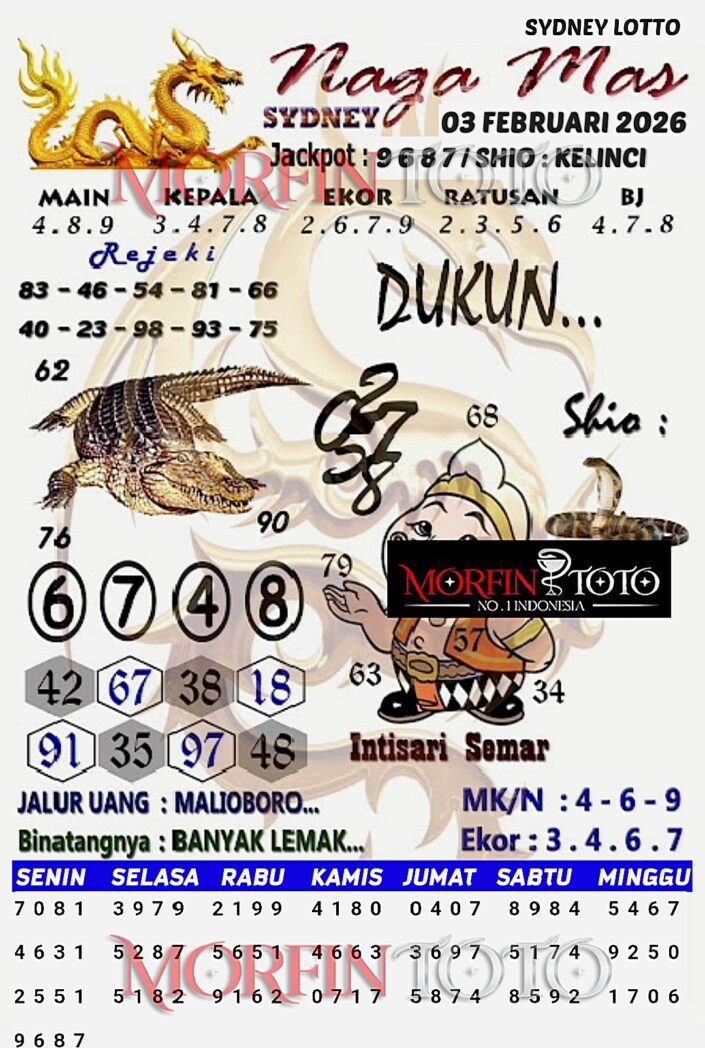 SYAIR TOGEL NAGA MAS SYDNEY LOTTO 03 FEBRUARI 2026