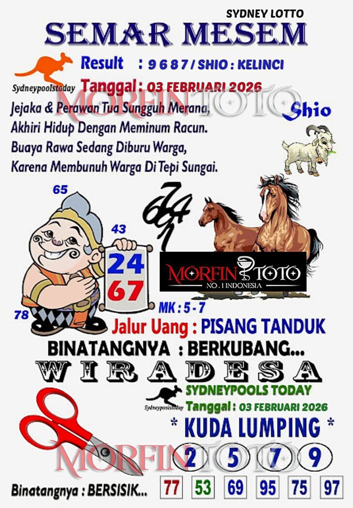 SYAIR TOGEL SEMAR MESEM SYDNEY LOTTO 03 FEBRUARI 2026