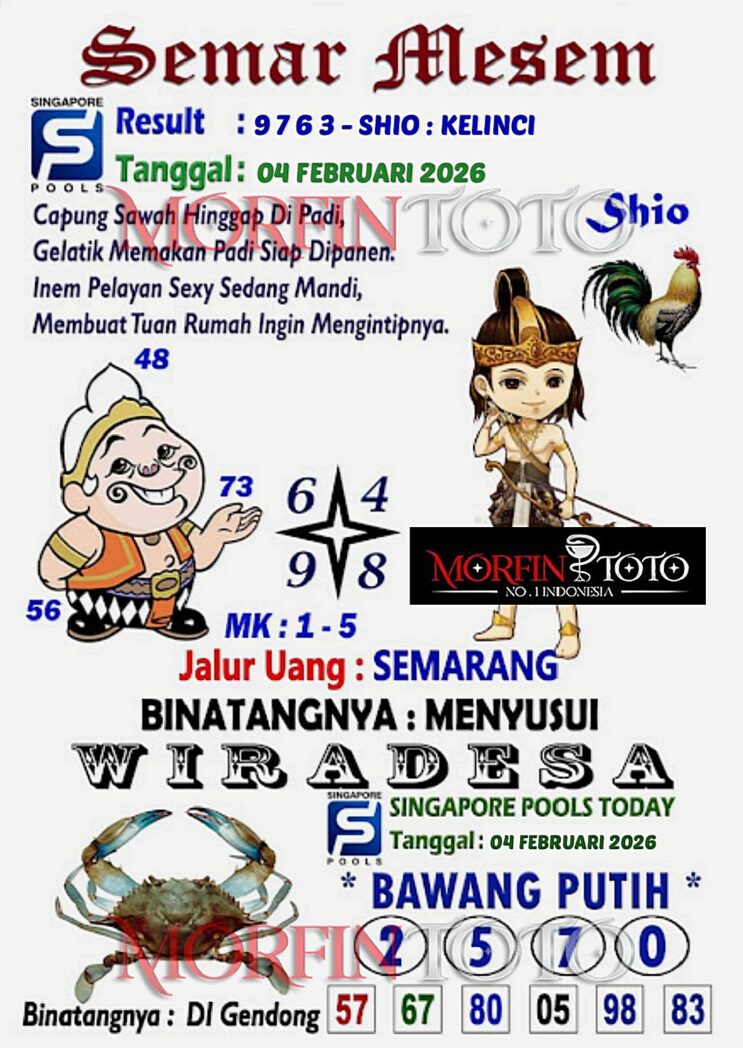 SYAIR TOGEL SEMAR MESEM SINGAPORE POOLS 04 FEBRUARI 2026