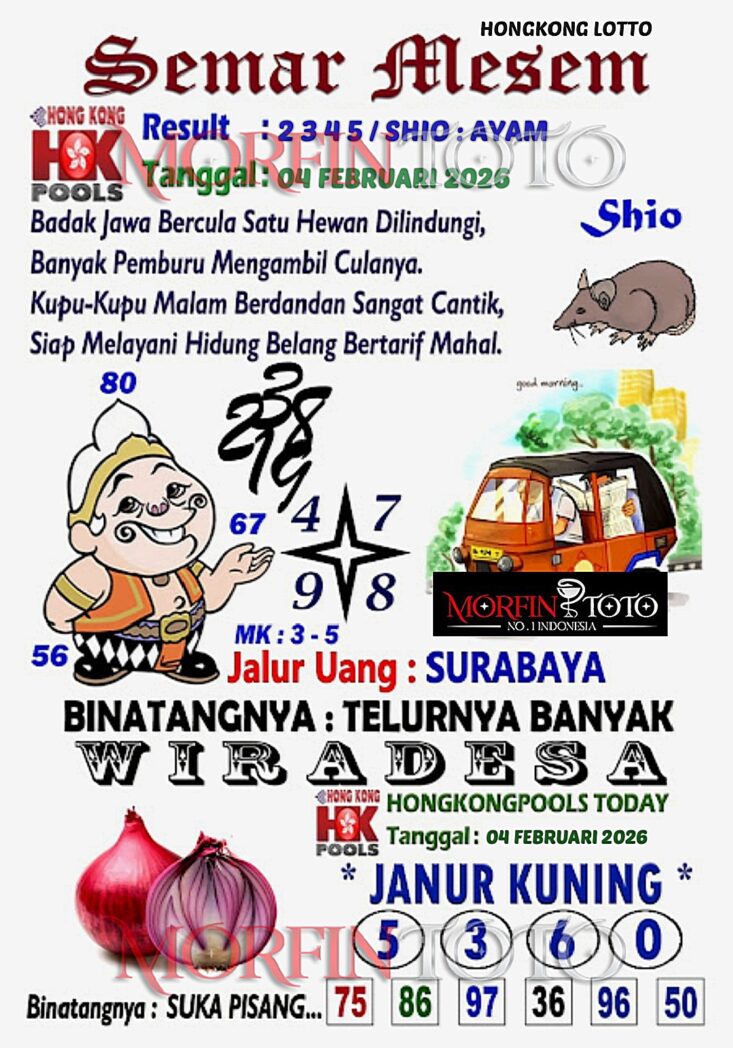 SYAIR TOGEL SEMAR MESEM  HONGKONG LOTTO 04 FEBRUARI 2026