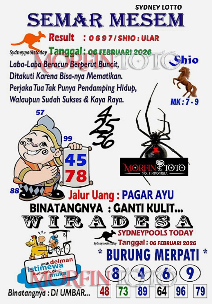 SYAIR TOGEL SEMAR MESEM SYDNEY LOTTO 06 FEBRUARI 2026