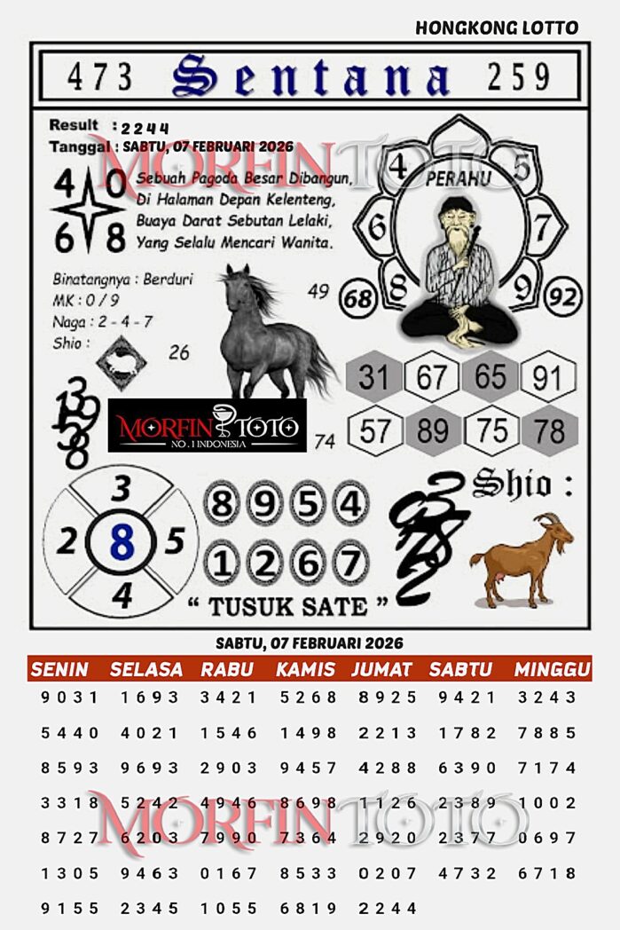 SYAIR TOGEL SENTANA  HONGKONG LOTTO 07 FEBRUARI 2026