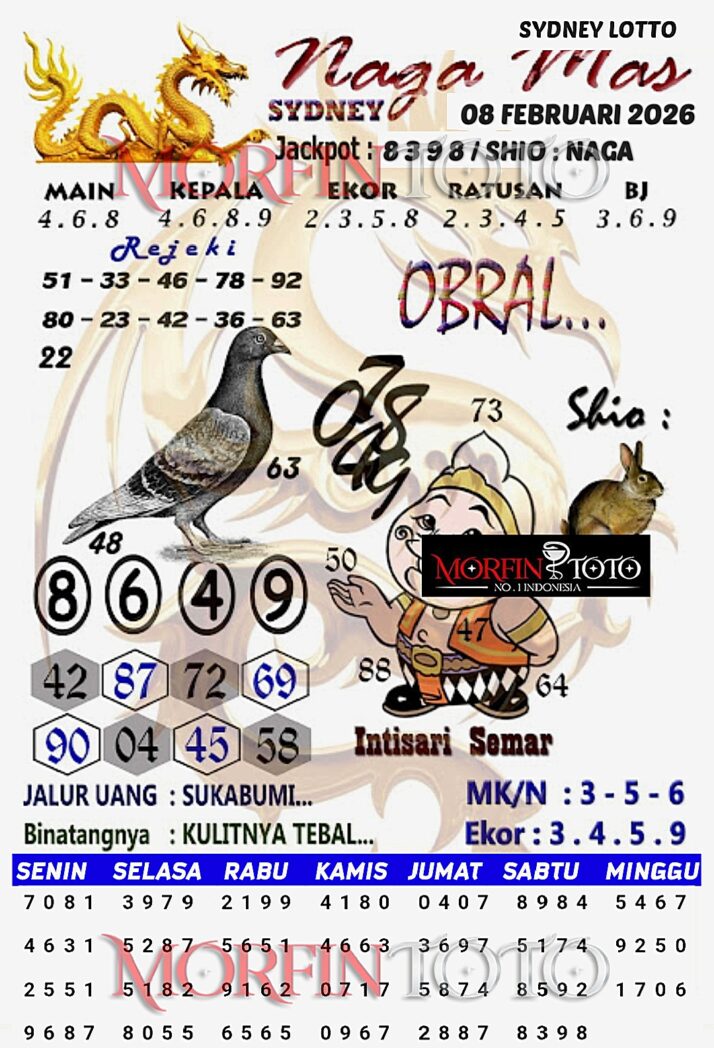 SYAIR TOGEL NAGA MAS SYDNEY LOTTO 08 FEBRUARI 2026