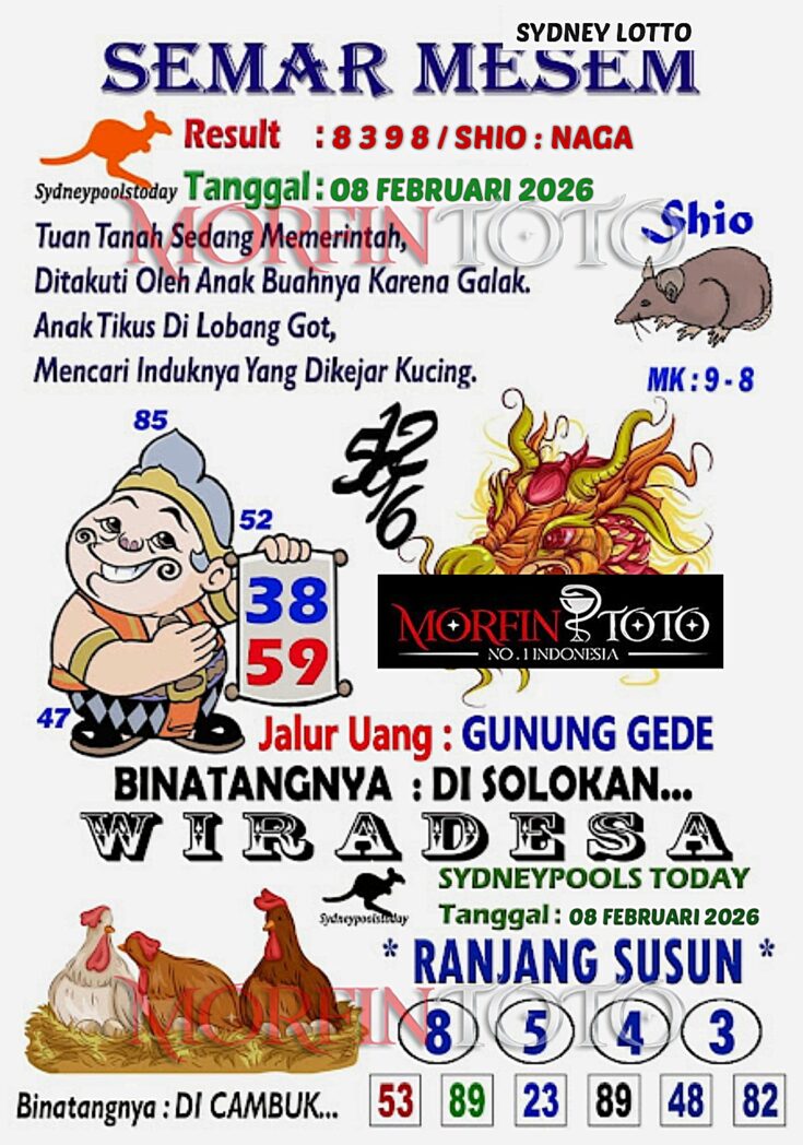 SYAIR TOGEL SEMAR MESEM SYDNEY LOTTO 08 FEBRUARI 2026