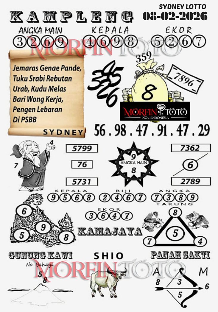 SYAIR TOGEL KAMPLENG SYDNEY LOTTO 08 FEBRUARI 2026