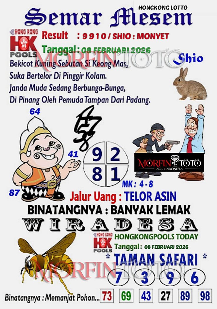 SYAIR TOGEL SEMAR MESEM  HONGKONG LOTTO 08 FEBRUARI 2026