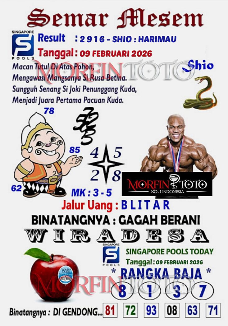 SYAIR TOGEL SINGAPORE SEMAR MESEM 09 FEBRUARI 2026