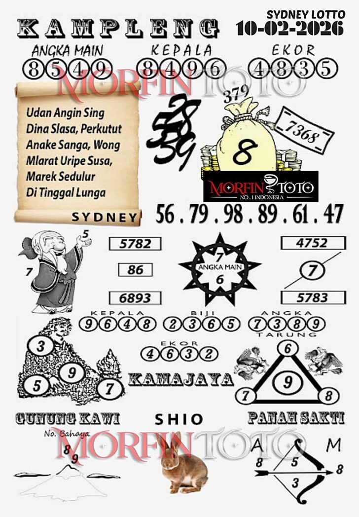 SYAIR TOGEL KAMPLENG SYDNEY LOTTO 10 FEBRUARI 2026