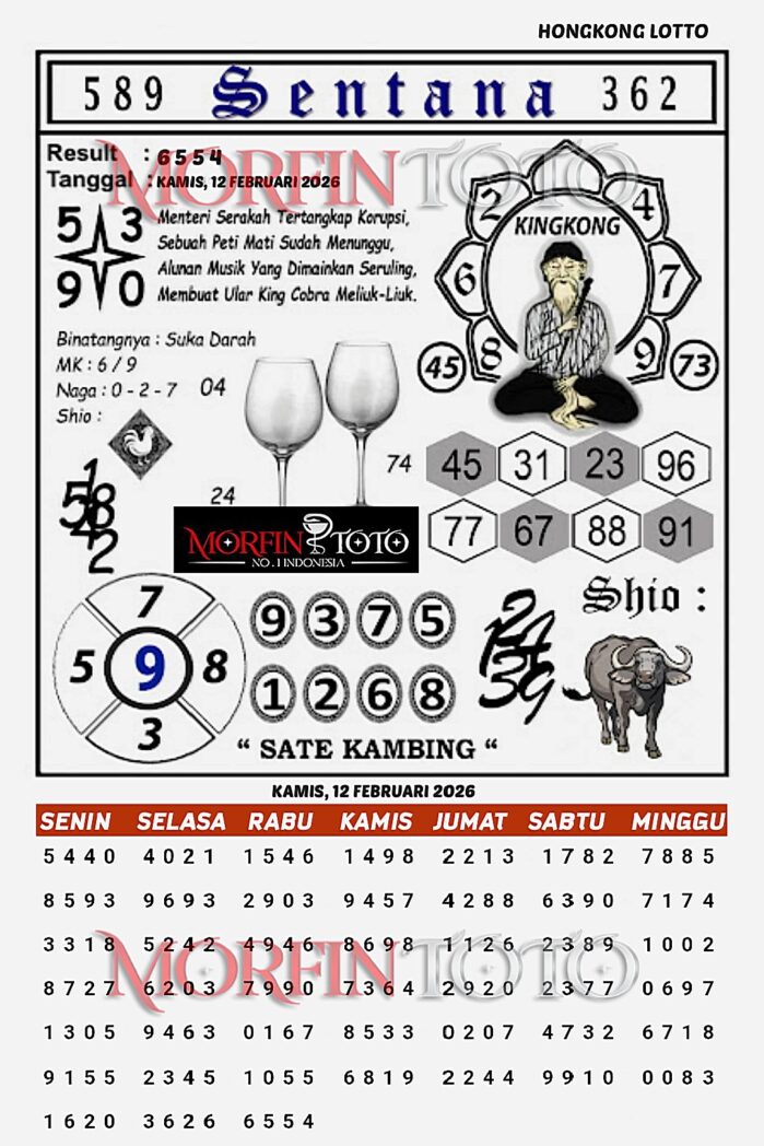 SYAIR TOGEL SENTANA  HONGKONG LOTTO 12 FEBRUARI 2026