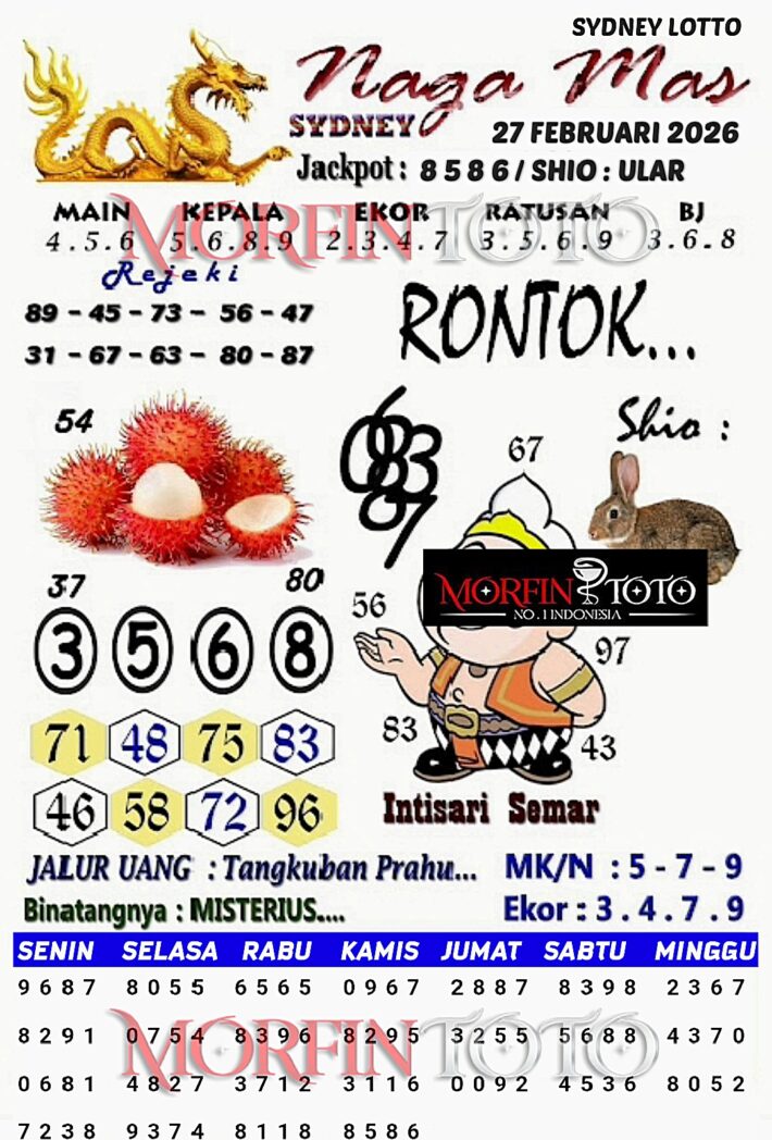 SYAIR TOGEL NAGA MAS SYDNEY LOTTO 27 FEBRUARI 2026