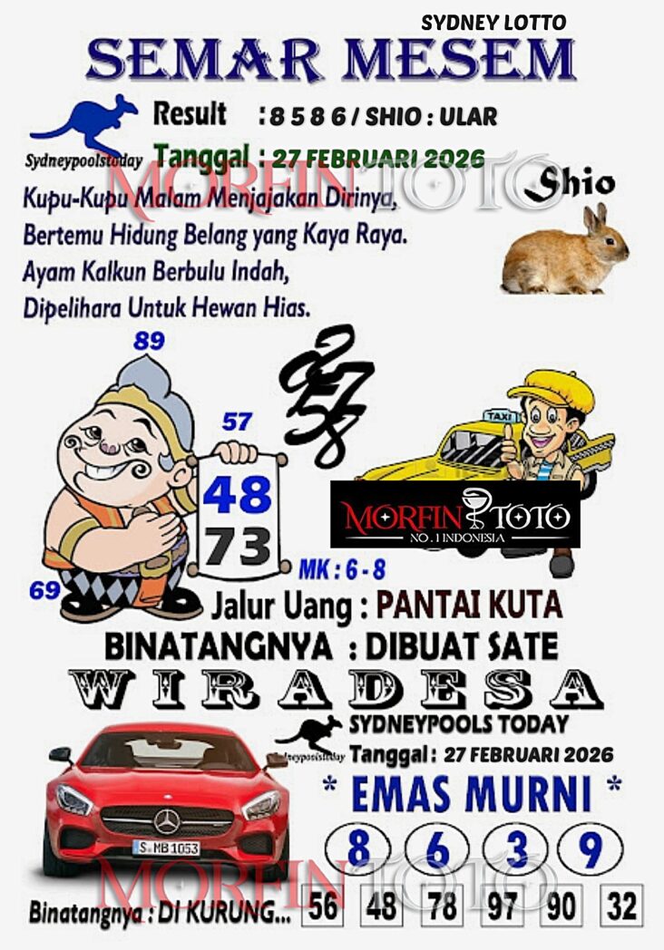 SYAIR TOGEL SEMAR MESEM SYDNEY LOTTO 27 FEBRUARI 2026