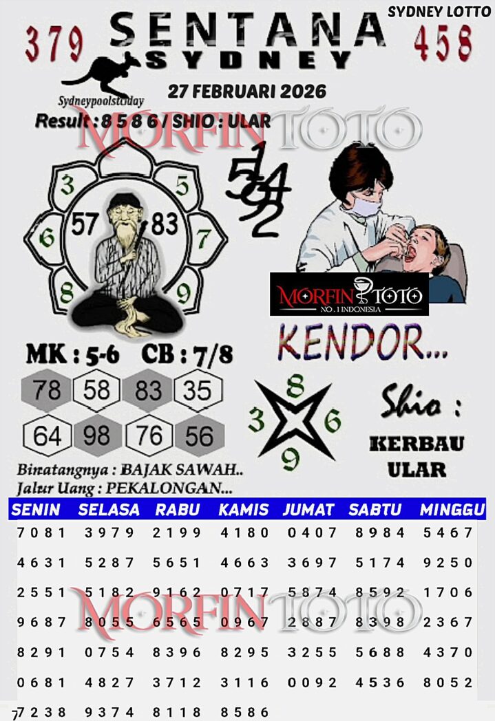 SYAIR TOGEL SENTANA SYDNEY LOTTO 27 FEBRUARI 2026