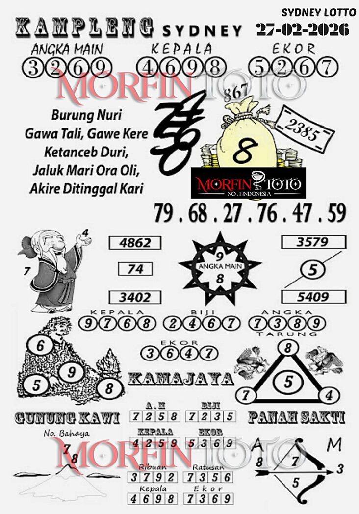 SYAIR TOGEL KAMPLENG SYDNEY LOTTO 27 FEBRUARI 2026