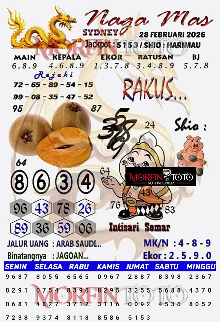 SYAIR TOGEL NAGA MAS SYDNEY LOTTO 28 FEBRUARI 2026