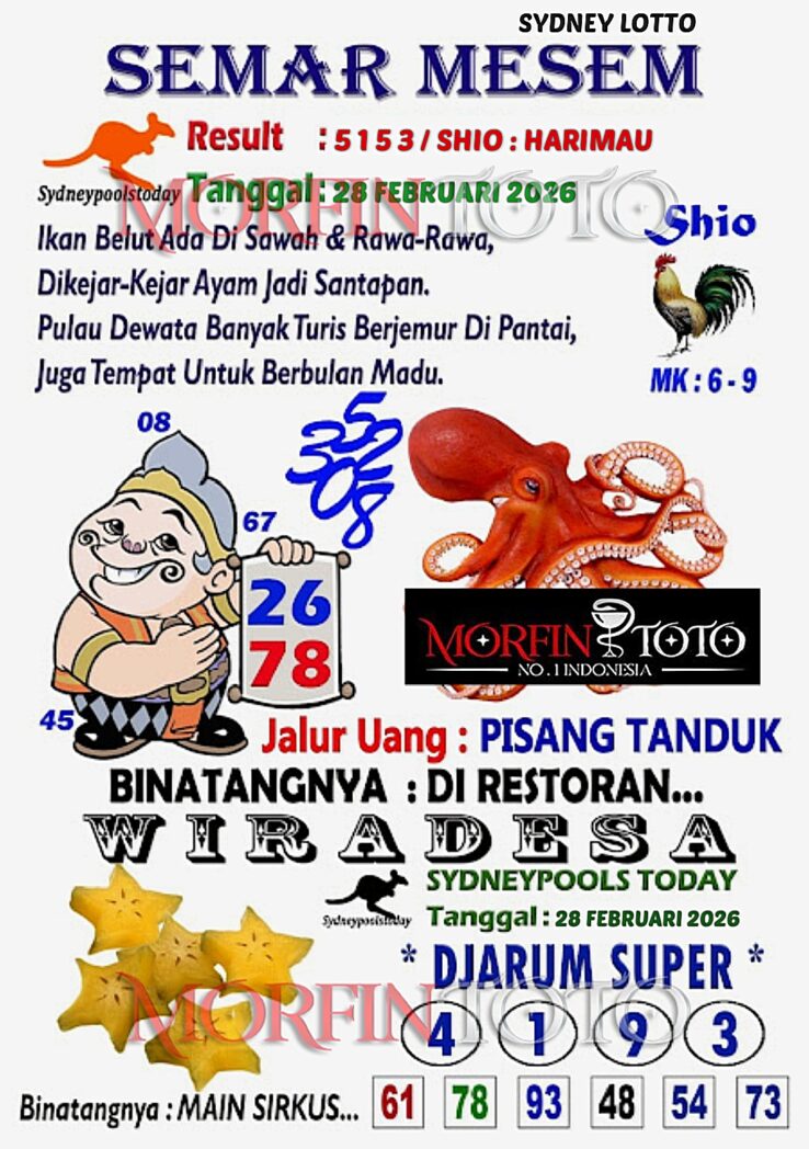 SYAIR TOGEL SEMAR MESEM SYDNEY LOTTO 28 FEBRUARI 2026