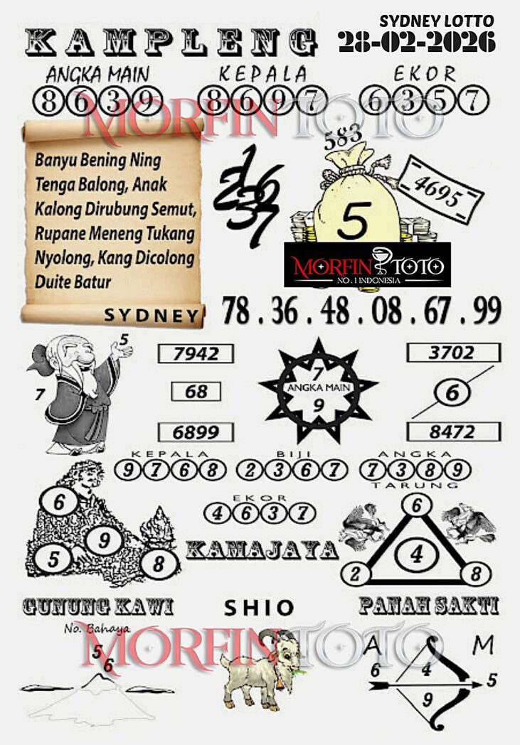 SYAIR TOGEL KAMPLENG SYDNEY LOTTO 28 FEBRUARI 2026