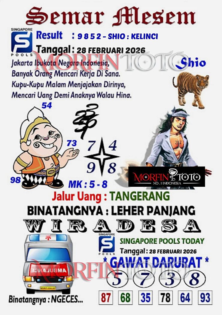 SYAIR TOGEL SINGAPORE SEMAR MESEM 28 FEBRUARI 2026